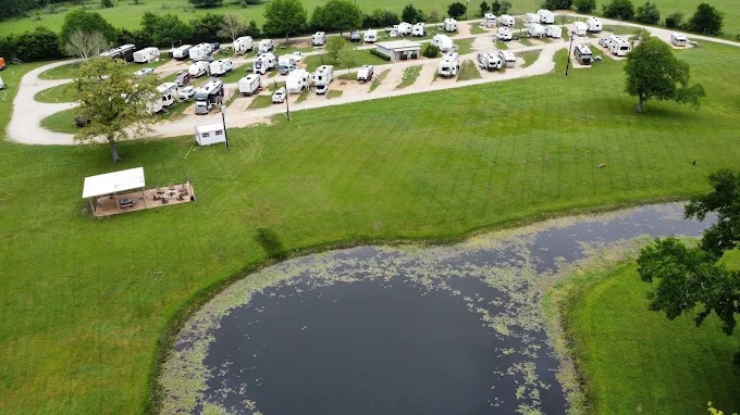 Aerial of the park with the lily-pad pond